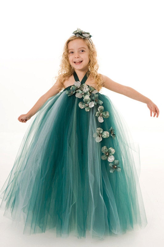 Flower Girl Tutu Dress - Green - Angelic Jade - 12 Month to 2 Toddler Girl Il_170x135