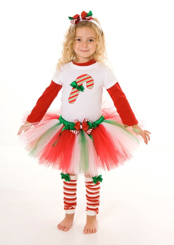 Tutu Skirt - Holiday or Christmas - Red, White & Green - Treasured Treat - 3-4 Toddler Girl Il_570xn