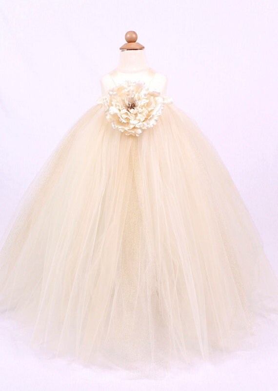 Flower Girl Tutu Dress - Ivory - Precious Pearl - 12 Month to 2 Toddler Girl- LIMITED EDITION Il_570xn