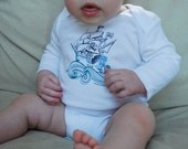 Pirate ship embroidered baby onesie/bodysuit made to order