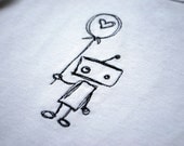 Lonely Robot with balloon embroidered baby bodysuit onesie made to order