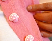 S A L E OOAK Kawaii Hand-Made Mushroom Appliqued Cardigan with mini Mushroom Buttons WAS 64.50 NOW 49.50