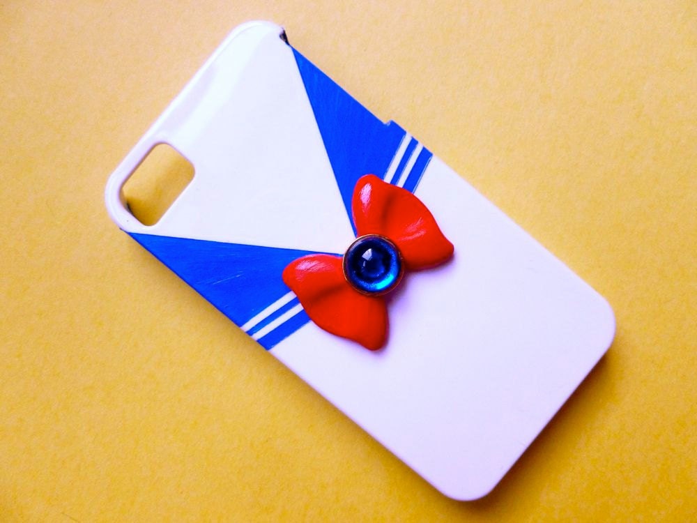 Custom Sailor Moon Inspired iPhone 4,4s, 5 phone case Hand Sculpted and Painted Sailor Outfit