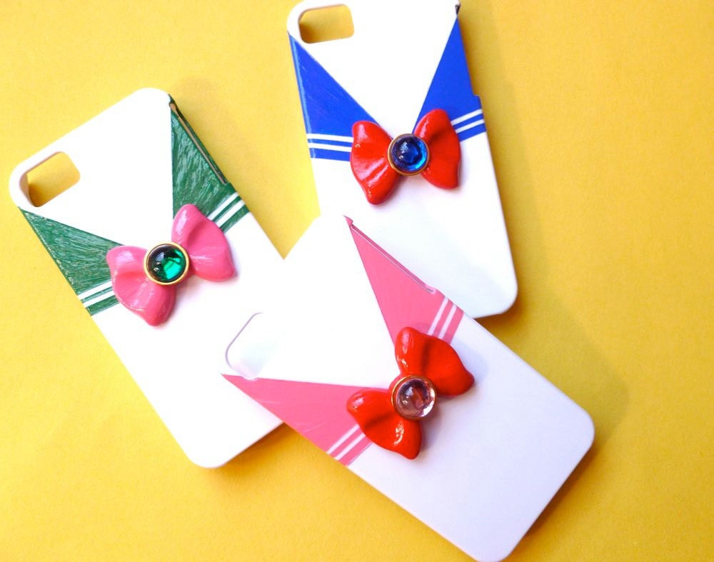 Custom Sailor Chibi Moon Inspired iPhone 4, 4S, 5 phone case Hand Sculpted and Painted Sailor Outfit