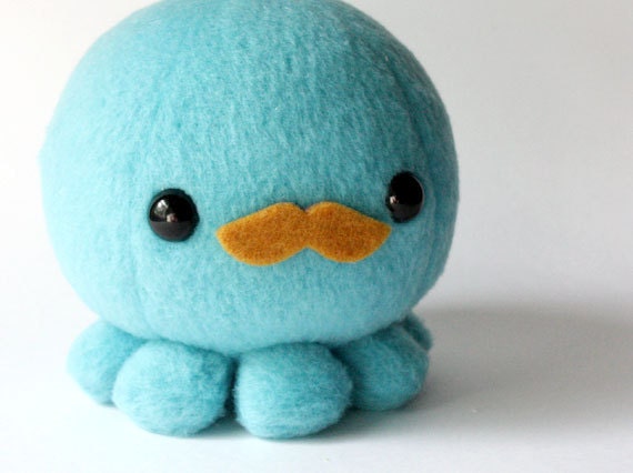 Blue Octopus Plush with Moustache