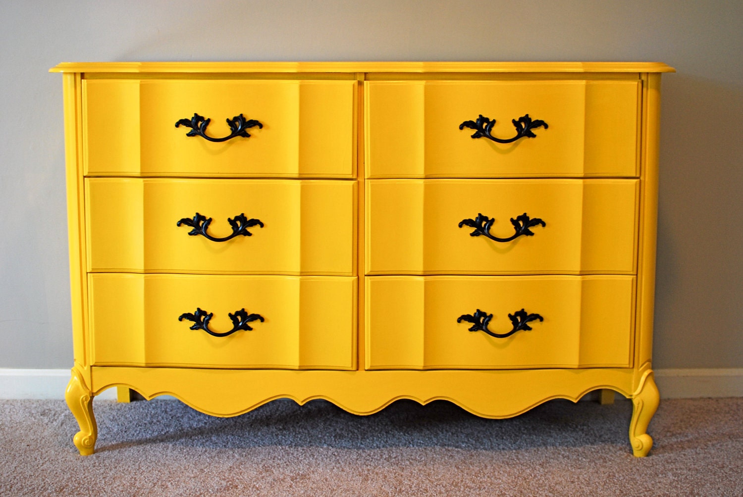 Yellow Dresser with Bronze Hardware