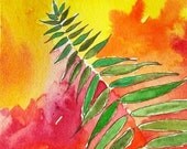 Original Expressionist WaterColor ACEO painting Dancing Ferns 4