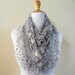 Scarf SILVER with floral print and rich lace edge - scarflette shawl neckwarmer - Spring / Summer