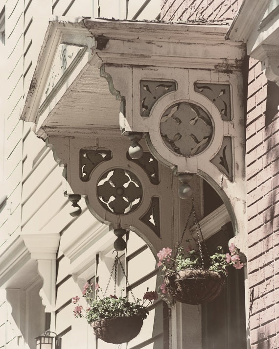 Photo blush pink white green pastel stoop front porch city architecture summer sun, 8x10 fine art