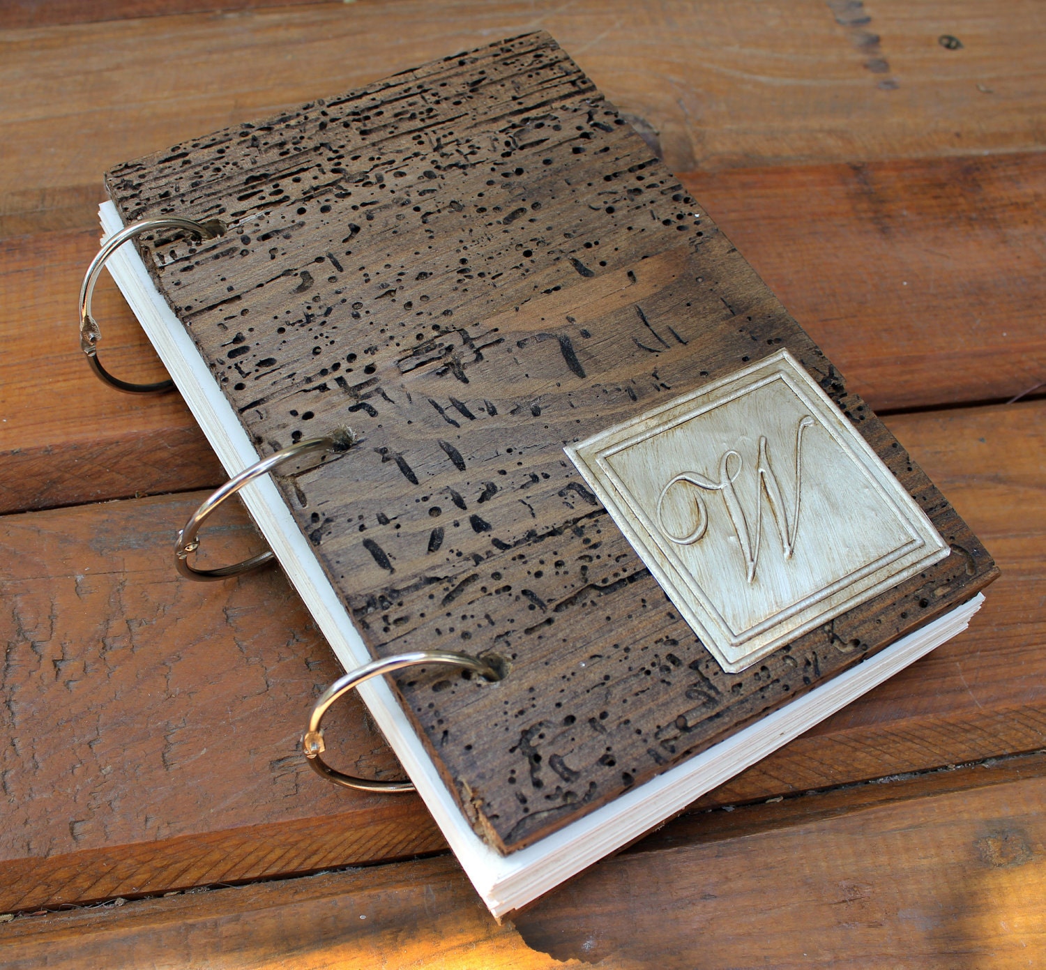 Wood Book, Journal, Diary,  personalized with embossed monogram or art work.