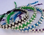 SALE - Colorful Hemp Bracelets with Silver Beads