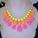 neon rhinestone necklace Brightest Pink Orange Yellow Neon