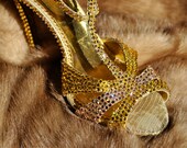 Gold Swarovski Crystal Heels for Bridal Wedding Burlesque Dancer