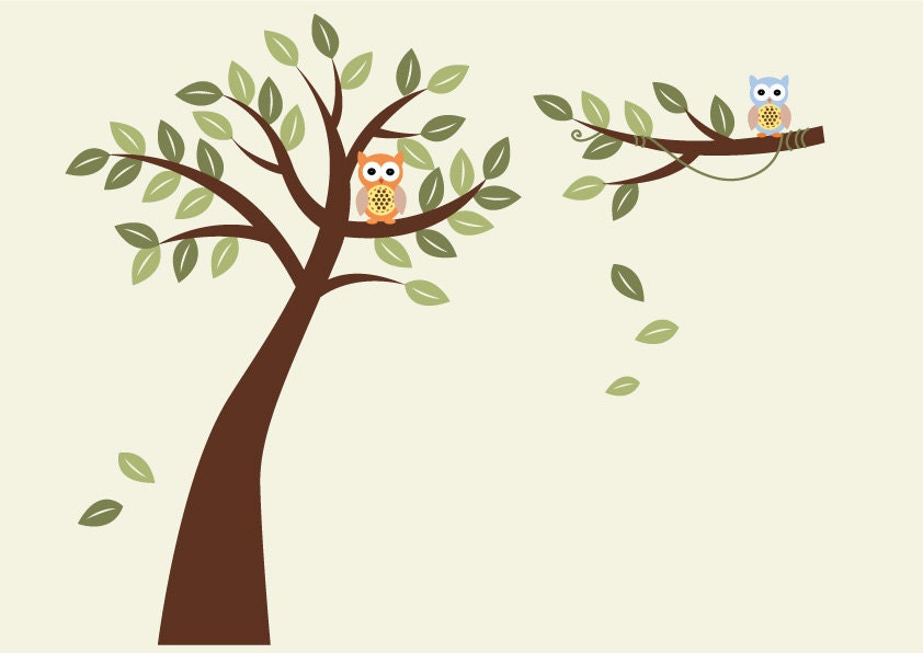 Childrens Nursery Tree Decal -with Owls