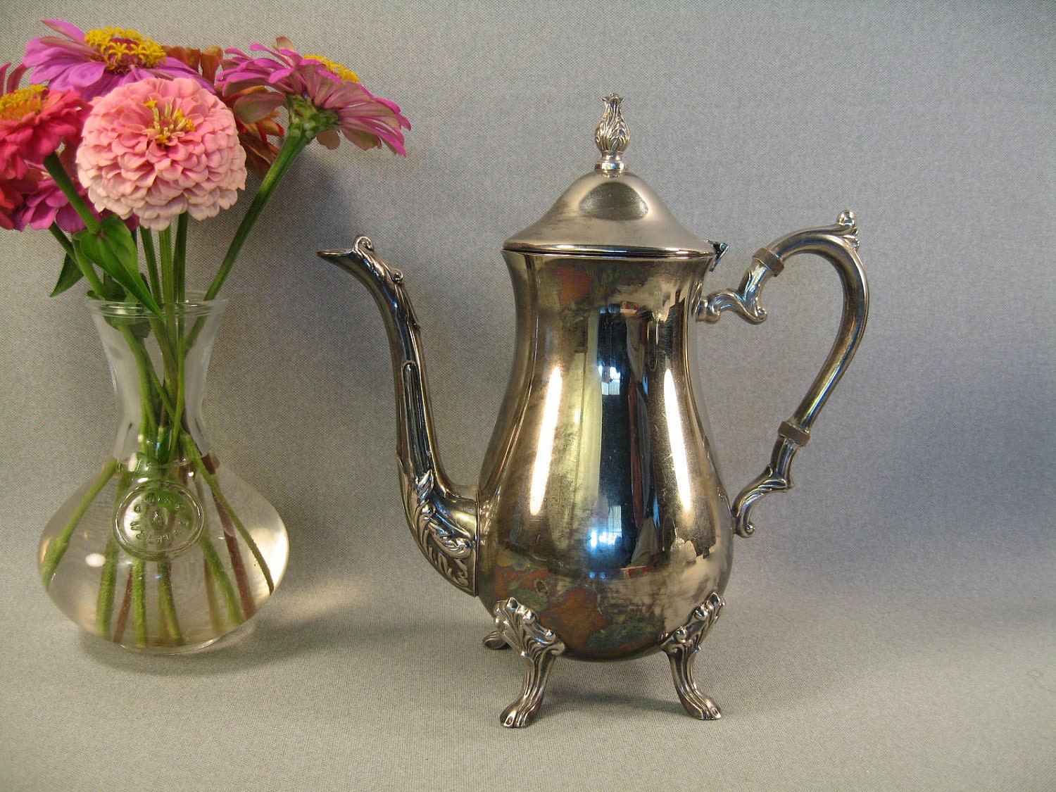 Vintage Sheridan Silver Plate Teapot Home Decor Housewarming Gift Wedding Vase Shabby Chic -- Free Priority Shipping Included