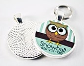 Cute Whimsical Owl with Big Eyes Custom Stylish Pet Tag