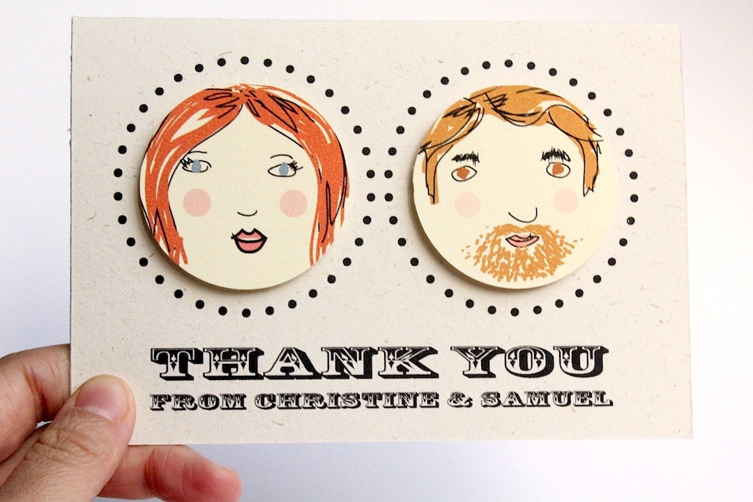 ELLIE POO // Pop Up Illustrated Portrait // Wedding Thank You Cards & Envelopes // ECO Sustainable