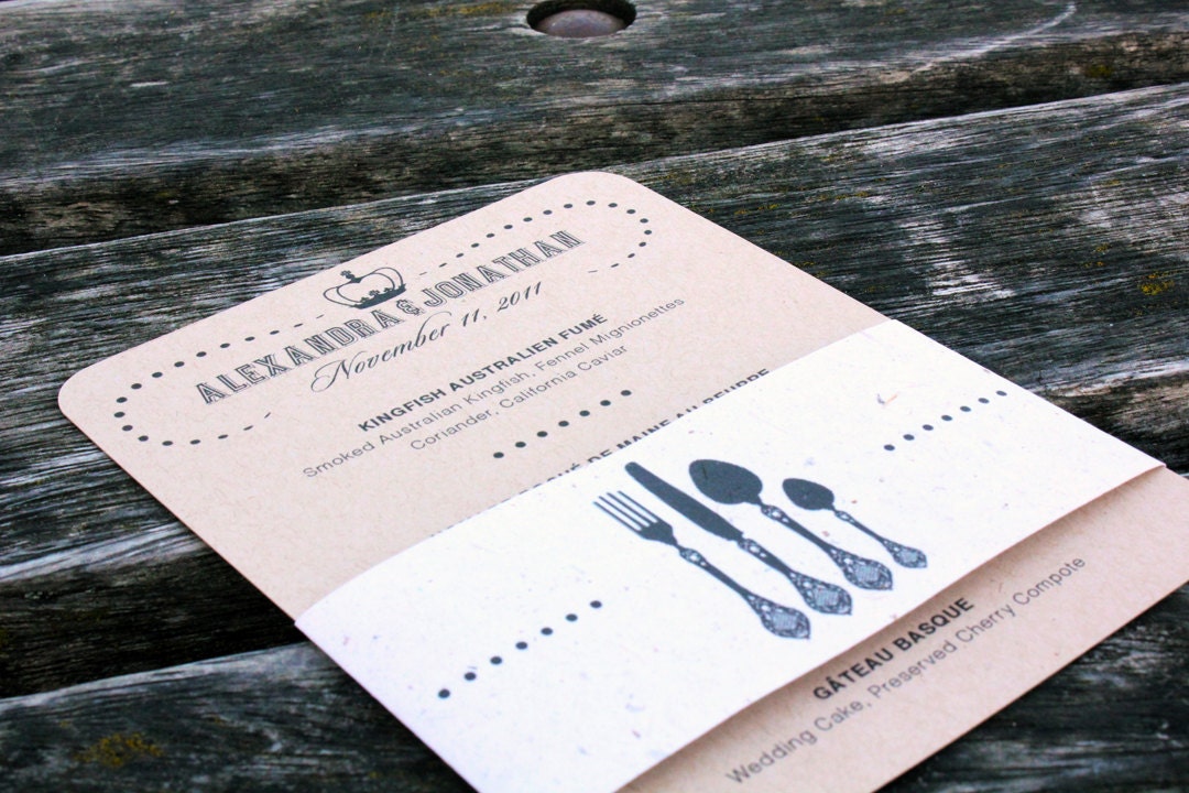 ECO Friendly Wedding Menu // Professionally Worded // Custom Designed // Sample // Refundable