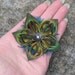 Peacock Feather Flower Fascinator with Dark Silver Filigree Accent piece and Rhinestone - You choose Headband, Hair Clip, or Bar Pin