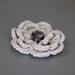 Crochet flower pin - Silver gray crocheted flower brooch