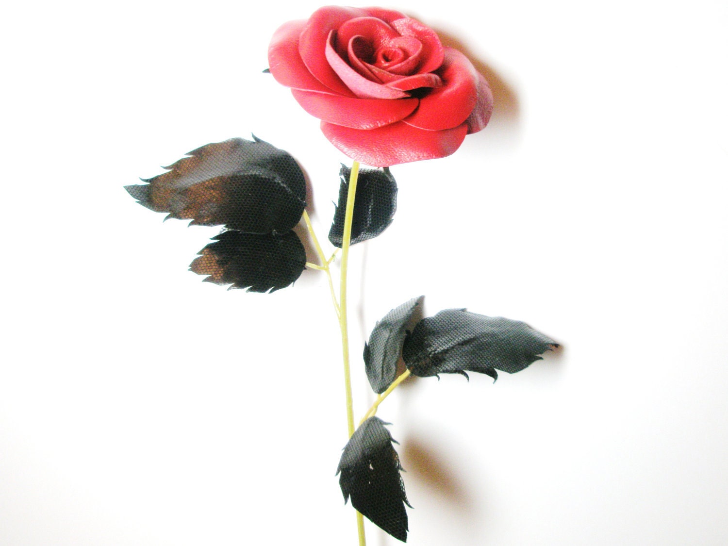 Sexy Long Stem Red Leather Rose Anniv Gift Wedding Anniversary Free shipping