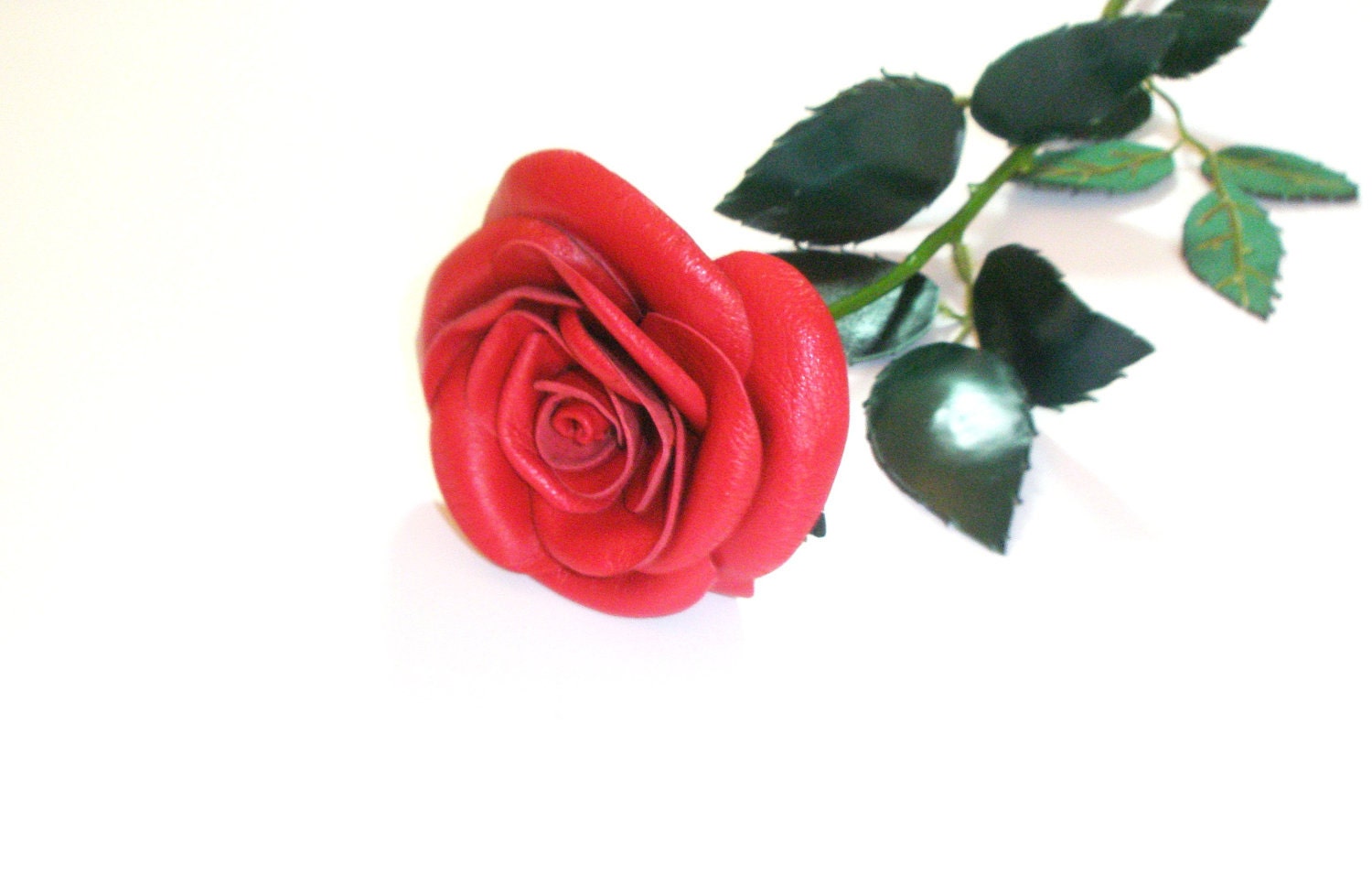 Buy 3rd anniversary gifts - Red Rose  Single Stem Flower Leather  bouquet  Wedding 3rd Anniversary Gift Long Stem Flower Valentines Day