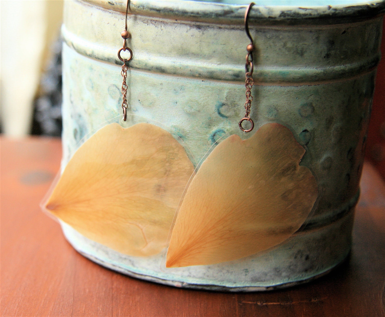Yellow Rose Pressed Flower Petal Earrings