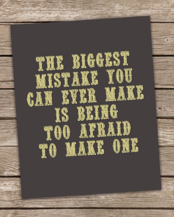 The Biggest Mistake Inspirational Wall Art Print Gray & Yellow Poster Home Decor 8x10 Positive Inspirational Quote Premium Print