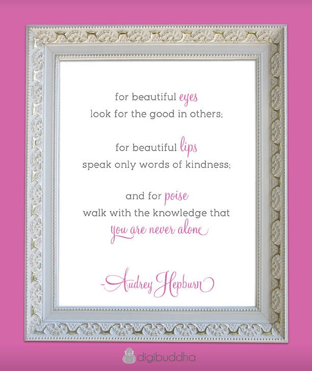 For Beautiful Eyes Audrey Hepburn Wall Art Print Poster Home Decor 8x10 Audrey Hepburn Quote Premium Print