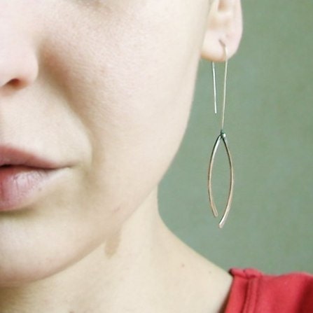 Branch earrings. Copper and silver minimalist earrings