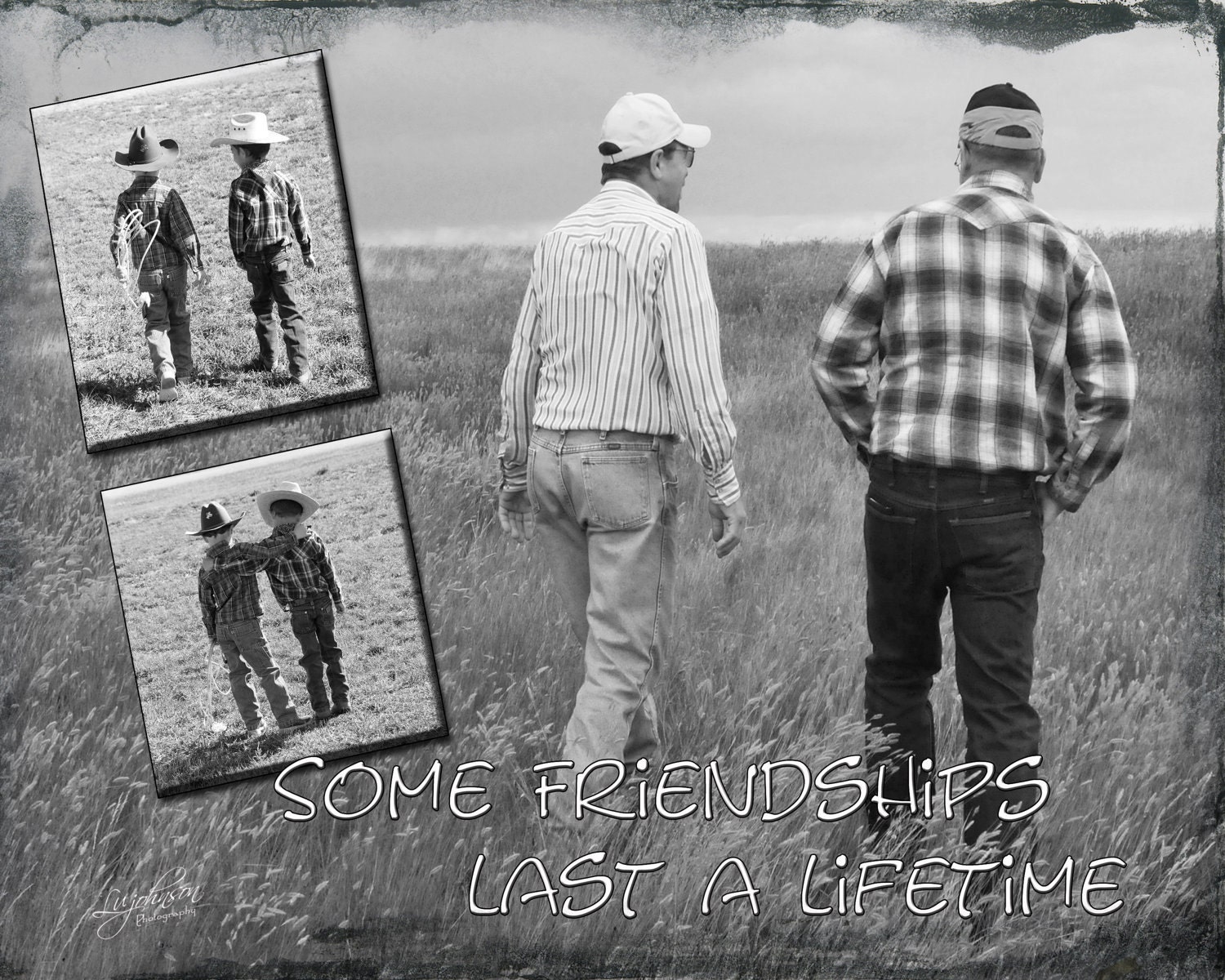 Photo  "LIFETIME FRIENDSHIPS"  Little Cowboy Series of Metallic Prints by Lu Johnson
