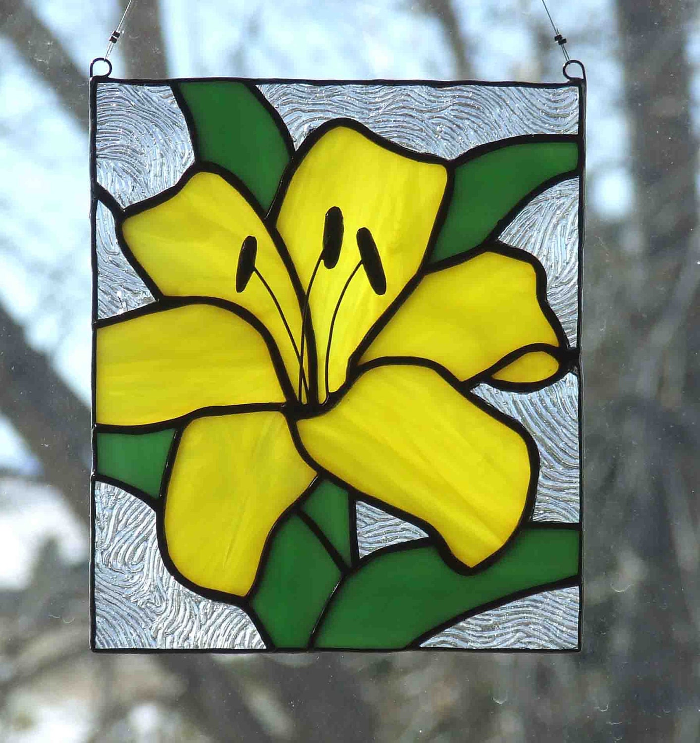 Stained Glass Yellow Lily