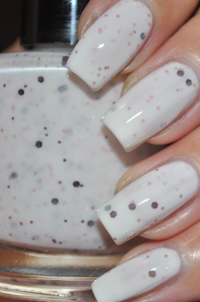 Belle Pink and Brown Glitter in White Nail Polish 15ml (.5oz)