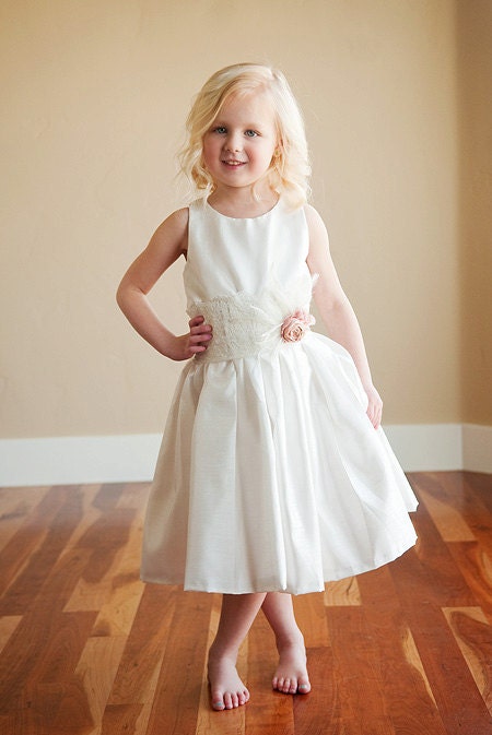 Nottingham Lace: Flower girl dress for wedding  in cotton, silk or satin. 1920s flower girl dress. Bridesmaid dress.