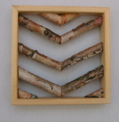 chevron, birch chevron,  wall hanging, framed birch chevron