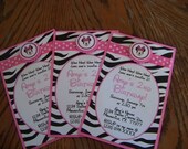 NEW Customized Minnie Mouse Zebra Personalized Birthday Invitations-Custom Party Invitations-Set of 12