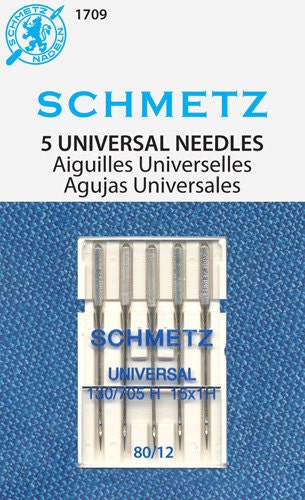 Size 12/80, Machine Needles, Schmetz Universal 5 pack
