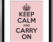 Keep Calm and Carry On - Print 8x10 Matte - Soft Pink Mother of Pearl w BlackText