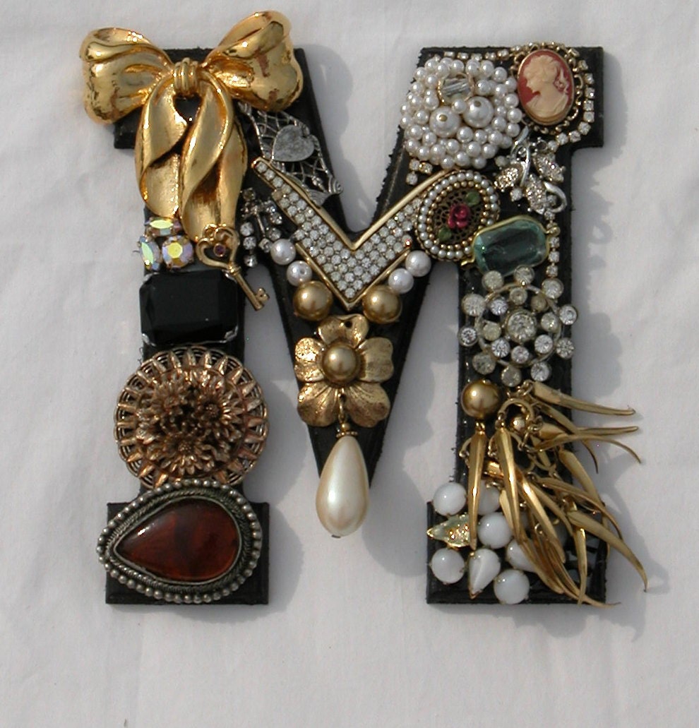 Jeweled Monogram Letter M