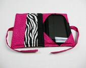 Kindle Kindle Fire eReader Nook Padded Cover Case - Black & White Zebra with Pink Leopard