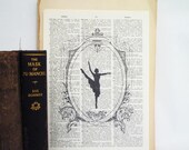 dictionary,art,print,ballerina,bookpage,book page,vintage,frame,dancer,silhouette,home,decor