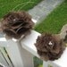 ooak chocolate brown burlap flower wedding cake decor toppers. pew bow decor. other colors available