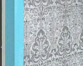 Large Earring Display Frame // Store, Organize & Display Jewelry // Aqua Blue, Grey Print  // OOAK // Salvaged Materials