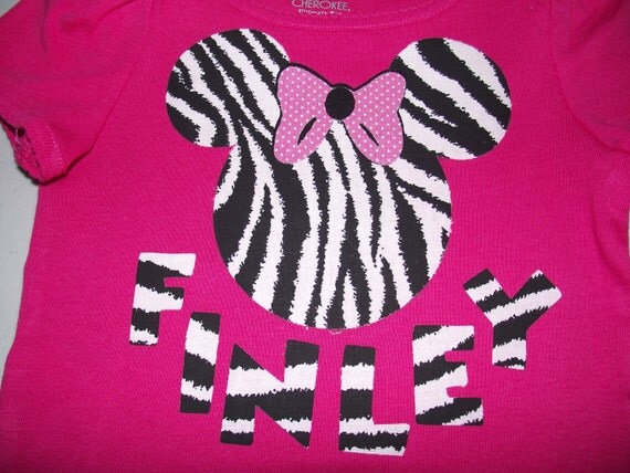 Minnie Mickey Mouse Zebra - Great for Disney Custom Personalized Family Mommy Applique T-Shirt Tee Shirt Top