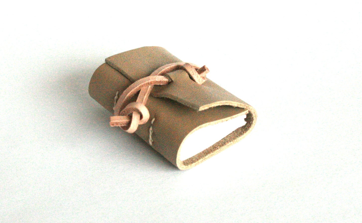 Mini Leather Journal, Light Tan, Hand-Bound 1.75 x 2.25 Journal by The Orange Windmill