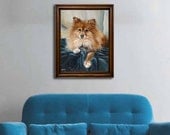 Pomeranian dog painting print of original oil painting pet portrait puppy art great gift  11x14 CANVAS PRINT by Heather Wallace