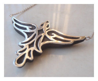 Wooden Phoenix Pendant - Sterling Silver (925)