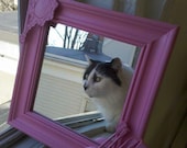 pink girly makeup brush mirror