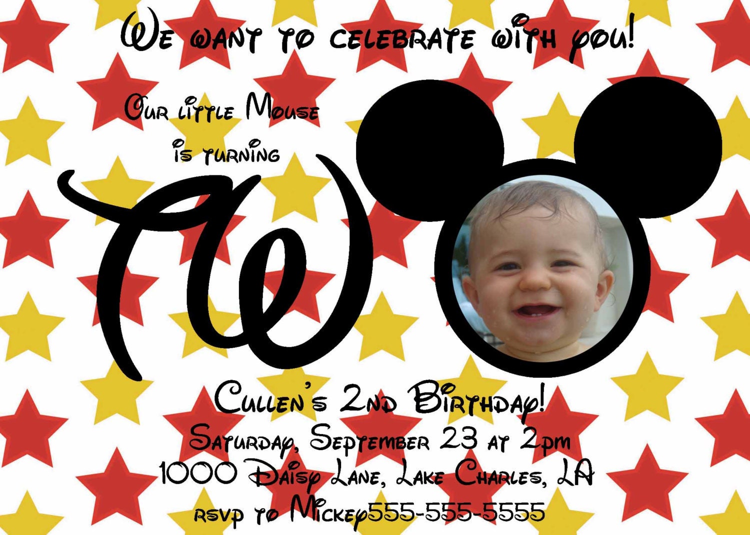 Mickey Mouse or Minnie Mouse Custom Digital Birthday Invitation Il_170x135