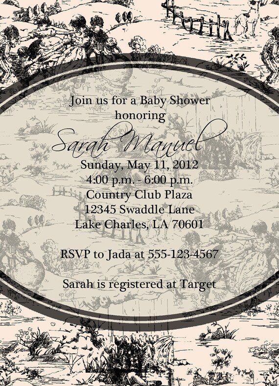 Baby Shower Digital Invitation -Vintage Toile Theme Il_570xn